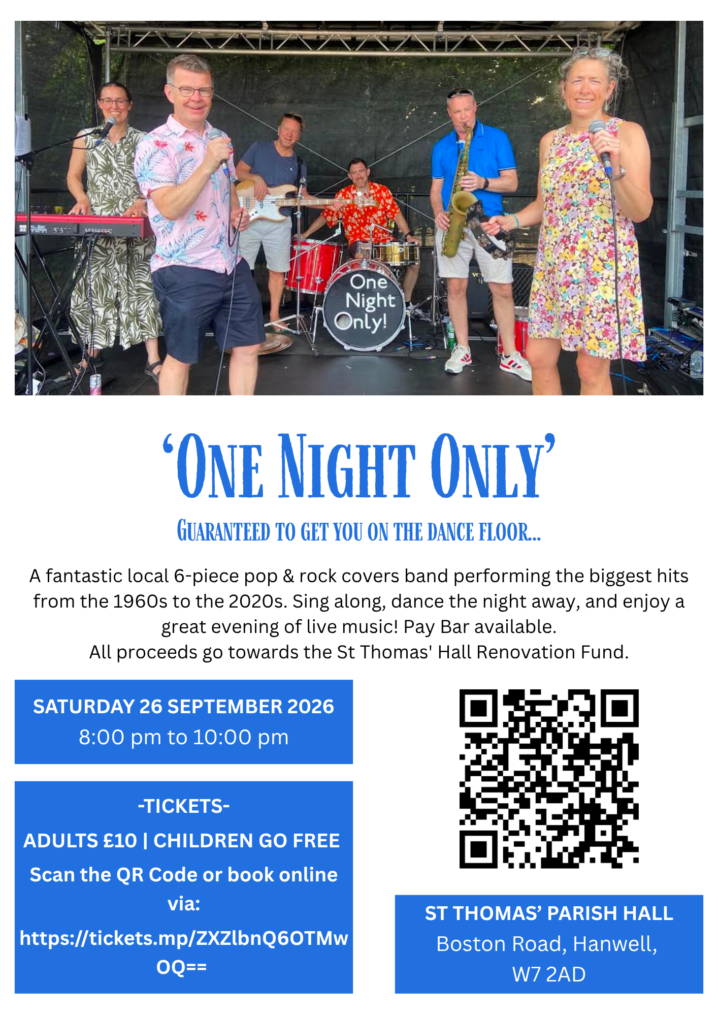 Saturday 26 September 2026: ‘One Night Only’ at St. Thomas’.
